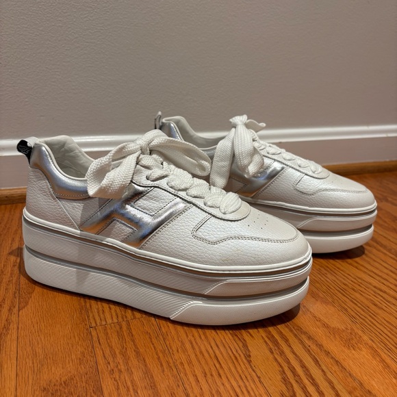 Hogan Women's White Leather Platform Sneakers - Picture 2 of 15
